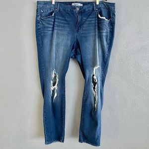 Torrid Jeans Size 26 Blue Boyfriend Distressed High Rise Stretch